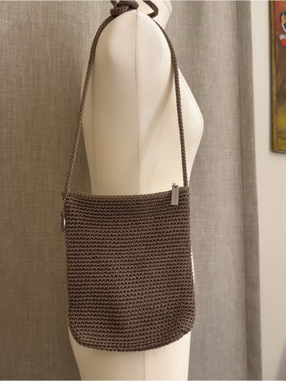 The Sak Woven Crossbody Bag – Taupe, Boho Style, Very Good Condition